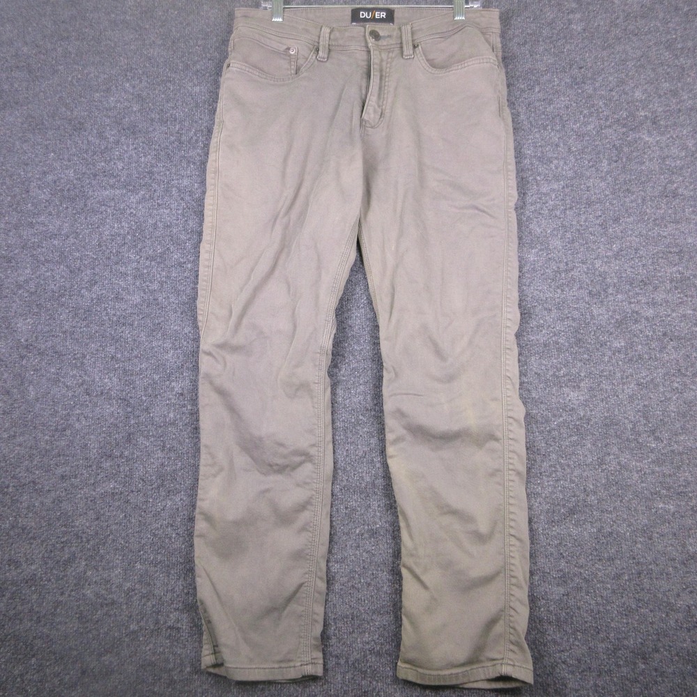DU/ER N2X Relaxed Taper Jeans Mens 32x28 Green Light Wash Stretch Denim